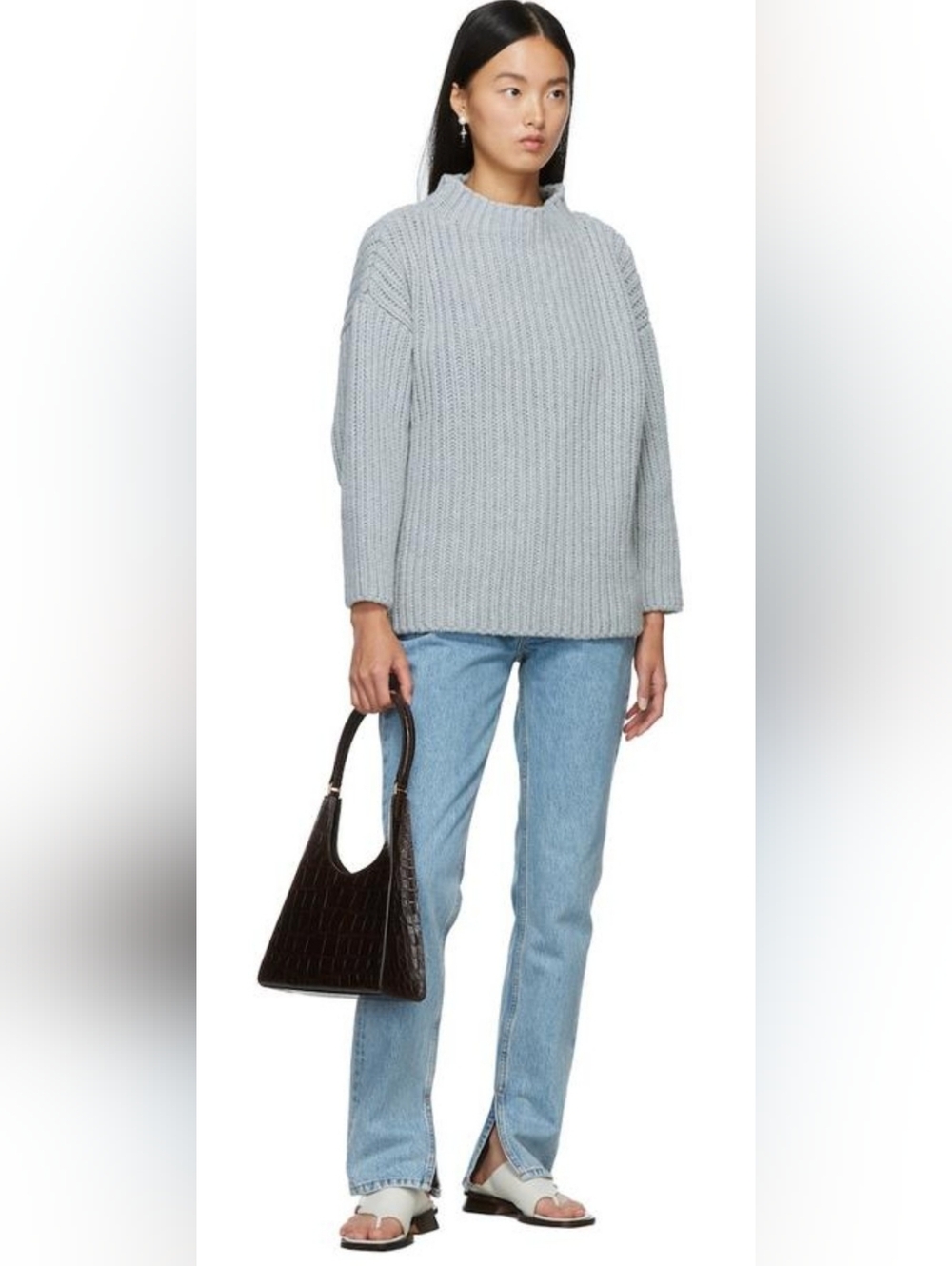 Baserange Recycled Wool MEA Knit Grey Sweater, Sz XS-S